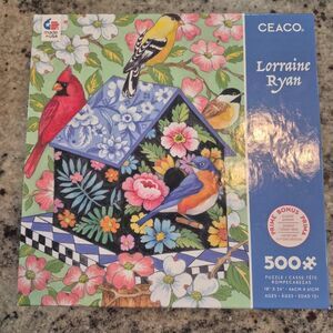 Ceaco Lorraine Ryan Birdhouse 500 pc Jigsaw Puzzle, New, Box Damaged